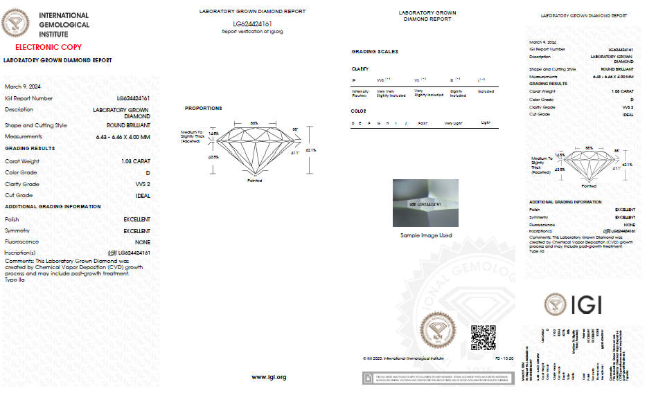 LAB-GROWN Diamant | 1,03 ct D-VVS2 | mit IGI Expertise