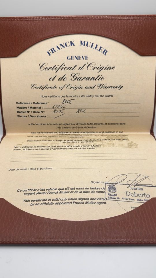 Franck Muller Conquistador King Chronograph Ref. 8005 – Full Set